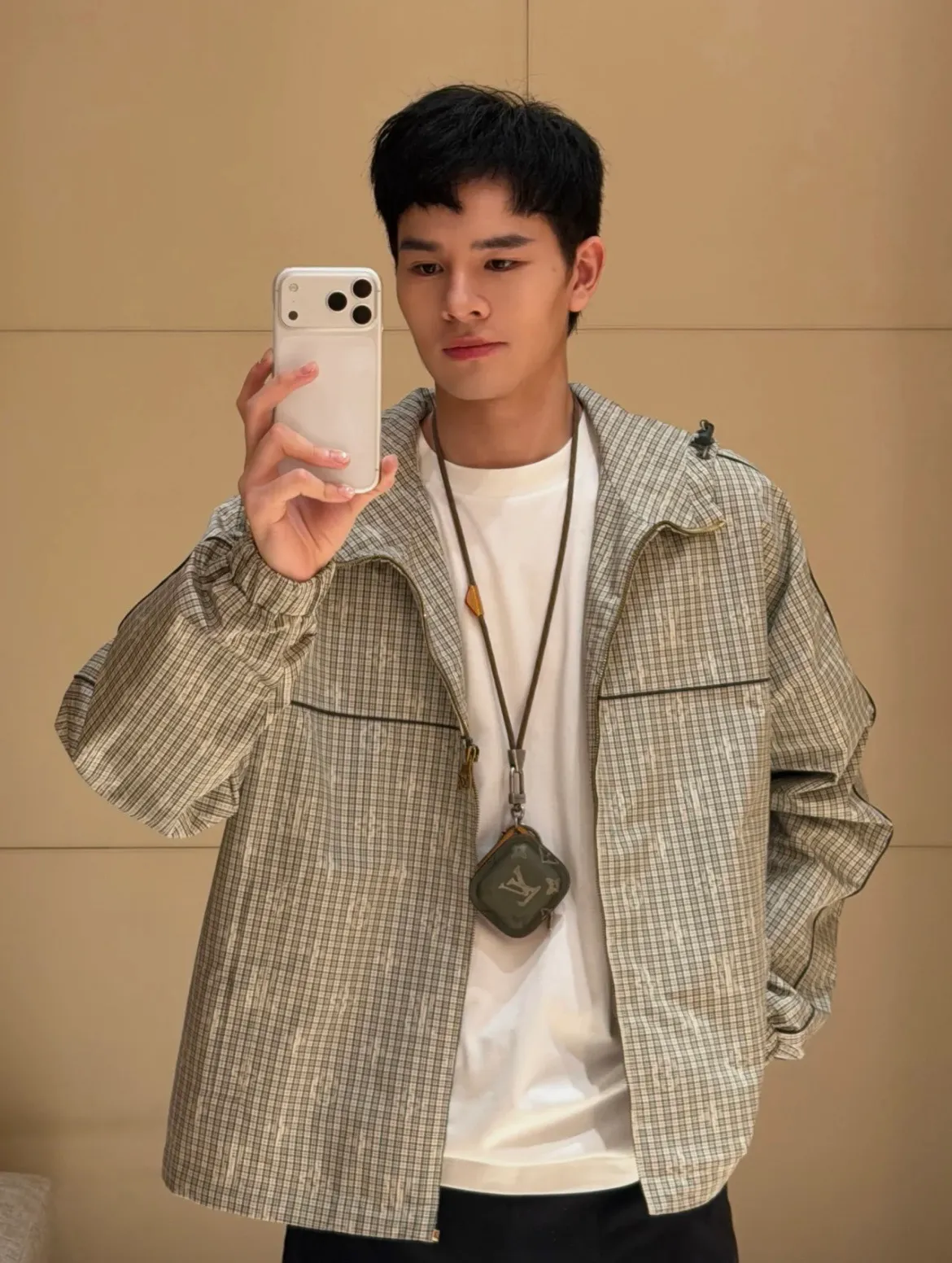 Louis Vuitton/Louis Vuitton plaid logo zipper hooded jacket